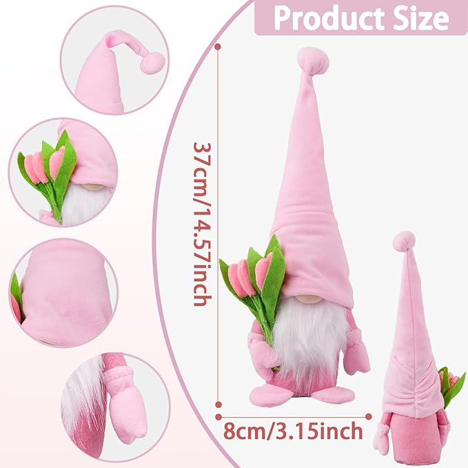 Gnome Plush Decorations,15 inch Gnomes Decorations for Home,Fall Gnomes Plush Table Decoration Gnome Gifts for Women Thaksgiving Christmas Gnome Decor Gifts,Pink