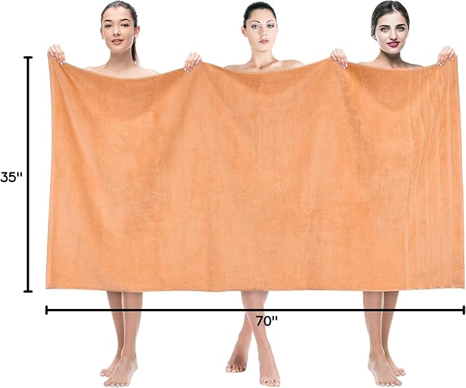 American Soft Linen 35x70 Jumbo Large Bath Towels, 600 GSM 100% Cotton Turkish Bath Sheet, Oversized Luxury Bath Towels for Bathroom Beach and Pool, Malibu Peach