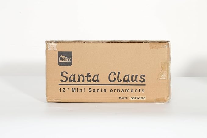 Uten 12" Santa Claus Decorations, Christmas Standing Figurine Ornaments with Blessing Letter and Gifts Bag for New Year Christmas Decoration Navidad Natal Gifts.