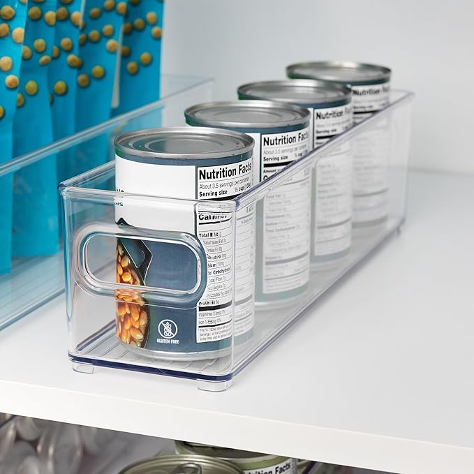 iDesign Fridge Storage Bin Set - Includes Bins with Handles and Water Bottle Holder, Set of 8, Clear