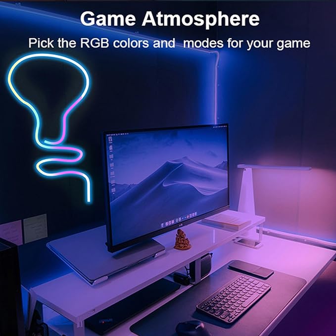 16.4Ft Neon Rope Lights, RGB+IC Color Chasing Meteor Rope Lights for Wall, Flexible Neon Strip App Control, IP65 RGB Lighting Waterproof, Music Sync Gaming Led Strip for Bedroom Decor