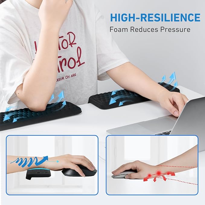 2Pcs Elbow Pad for Desk, L-Shaped Desk EdgeRest withMemory Foam Elbow Support Padding, Desk Edge Non-Slip and Ergonomic Separate Design by KONOVOLY