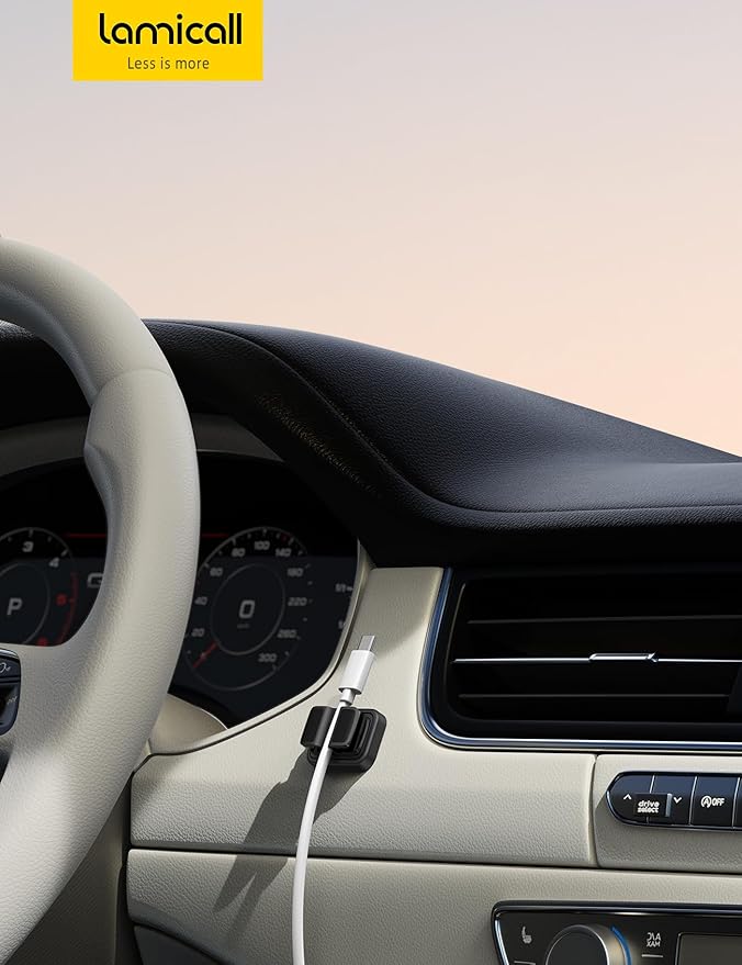 3-in-1 Cord Spring Clip Holder - Lamicall Small Clips for Desk Cable Organizer, Adhesive Adjustable Cable Holder for Charger Wire, USB Cord, Office, Car, Cord Management, Desk Accessories, 6Pcs