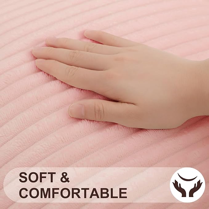 Simmore Decorative Fall Throw Pillow Covers 20x20 Set of 2, Soft Plush Flannel Double-Sided Fluffy Couch Pillow Covers for Sofa Living Room, Pink