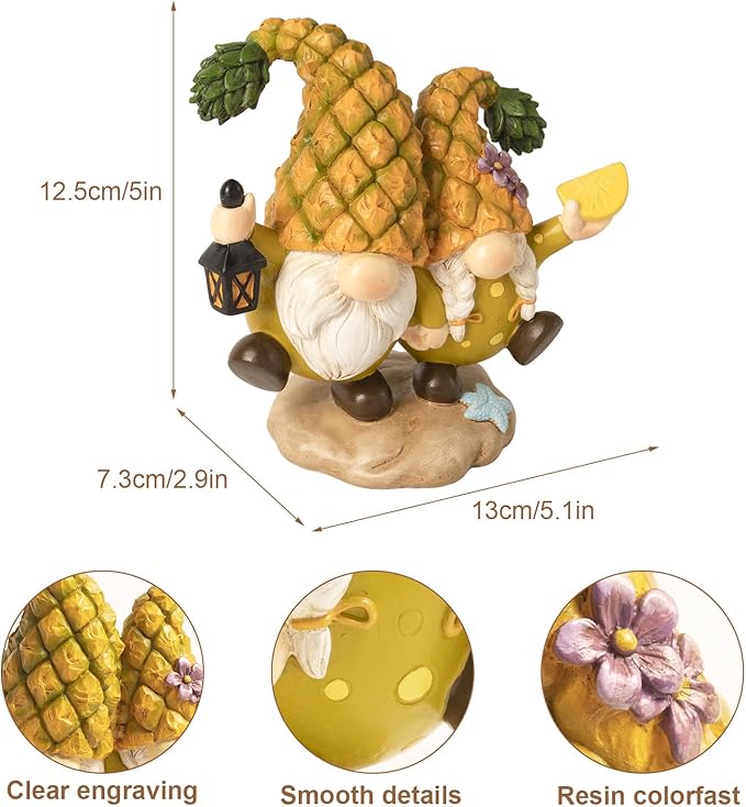 5" Pineapple Gnome Figurines Decor, Pineapple Themed Gifts, Summer Indoor Table Top Desk Shelf Decorations for Home