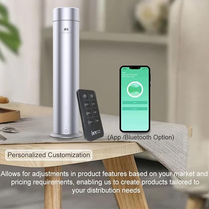 Waterless Fragrance Oil Diffuser - Rechargeable App Control Diffuser for Essential Oil - Home Luxury Scents Refill - 1200 sq. ft Coverage - Hotel Scents Starter Kit - Antal Hayat Hotel Scents