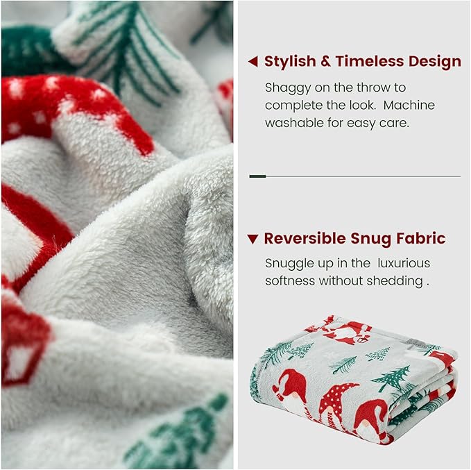 Cozy Bliss Gnome Throw Blanket Spring Blanket Warm Plush Throw Blankets,Ultra Soft Cozy Throw Blankets for Couch,Sofa and Bed(Xmas Gnome Family,60"x80")