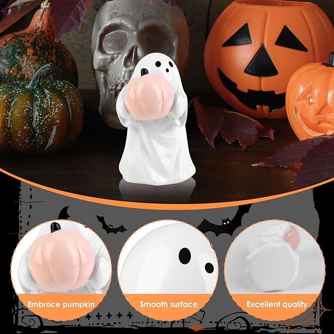 2025 Halloween Figurine Ghost, Ghosts Middles Fingers Figurine,Spooky Cute Halloween Decor,Haunted Porch & Indoor Home Statue,Coffee Table Centerpieces Shelf Mantel Display