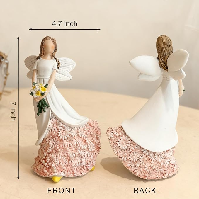 Sunflower Angel Figurines Home Decor, Encouragement Anniversary Retirement Gift for Woman, Memorial Bereavement Sympathy Gifts Idea