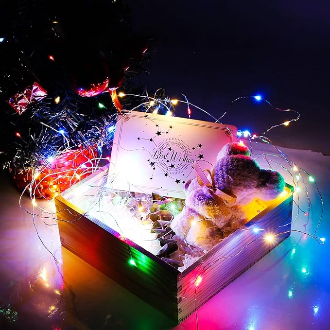 12 Pack Fairy Lights Battery Operated String Lights 7 Feet 20 Led Waterproof Christmas Lights Silver Wire Firefly Starry Moon Lights for Bedroom DIY Party Wedding Patio Christmas Multicolor