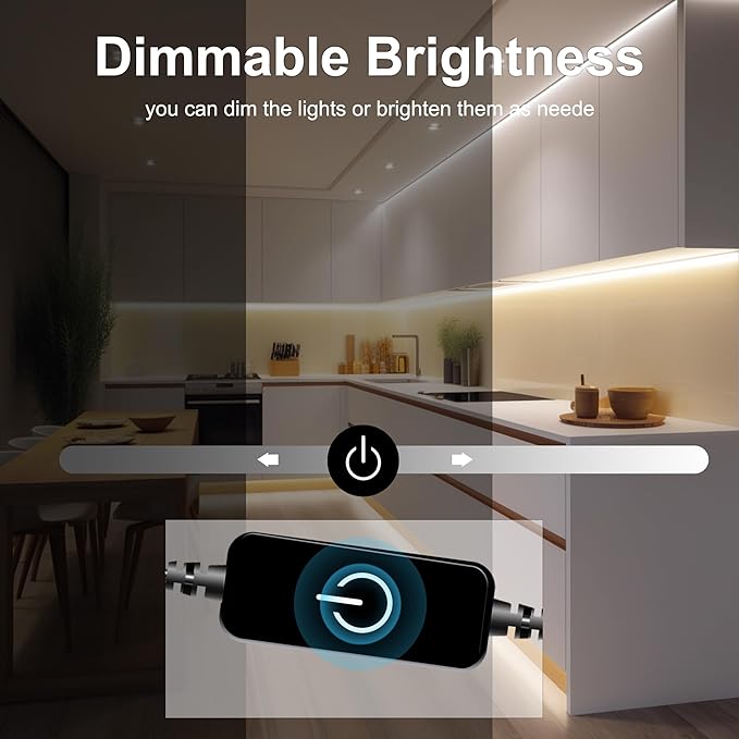 COB LED Strip Lights 5M,Touch Dimmable led Strips,16.4ft LED Tape Lights with CRI90+,4000K Natural White led Lights,1600LEDs,24V LED Rope Indoor for Bedroom,TV,Kitchen,Closet