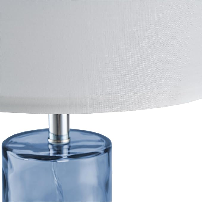 21.7" Modern Glass Table Lamps Set of 2 for Bedroom, Ocean Wavy Style Base with 3 Color Temperatures Bedside Lamps for Coastal Living Room Night Stands End Tables Farmhouse