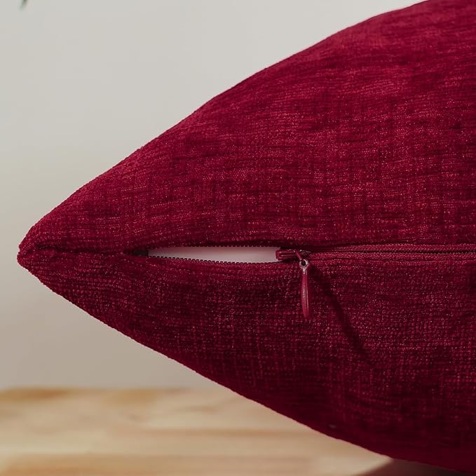 Jeneoo Santa Red Decorative Throw Pillow Covers Soft Chenille Comfy Square Couch Cushion Cases for Living Room Sofa Decor (Set of 2, 20 x 20 Inches)
