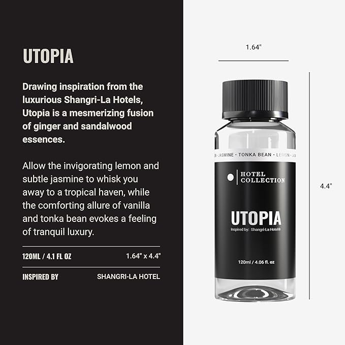 Hotel Collection Diffuser Oil - Utopia - Aromatherapy Essential Fragrance Oil - onka Bean, Lemon & Jasmine - 120ML 4.1 Fl oz