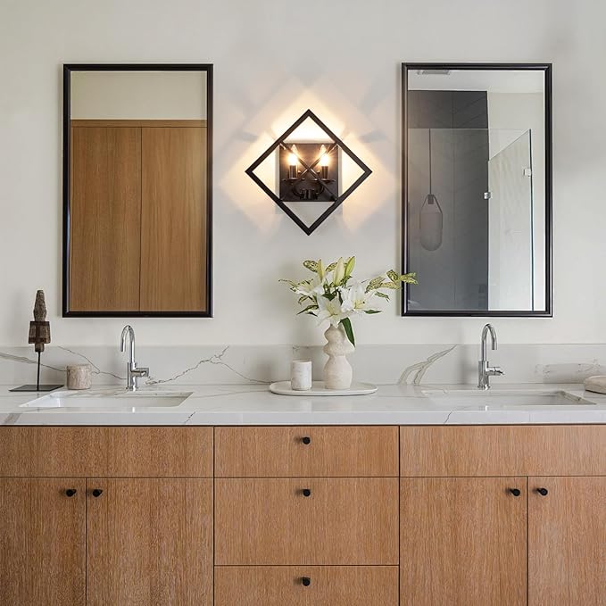 Farmhouse Wall Sconce,Set of 2 Rustic Wall Sconces Indoor Wall Light Fixtures 17.8in for Stairway, Living Room, Bedroom, Bathroom (2 Light,E12 Base, No Bulbs)