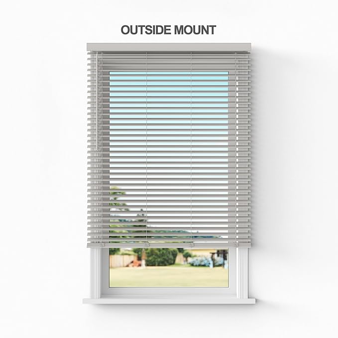 2 Inch Cordless Room Darkening Faux Wood Blind - 18" W x 60" L - Gray, Over 1,000 Custom Sizes Starting at 18.97, Inside or Outside Mount, Venetian Shades for Interior Windows by Lumino