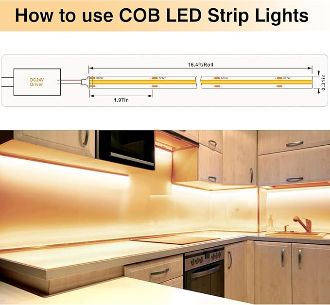 Outdoor LED Strip Lights,2700K Warm White,24V IP67 LED Strips,32.8FTt/10M,CRI90+ Waterproof led cob Strip Light for Bathroom,Pool,Garden,Sauna Rooms(Power Not Included)