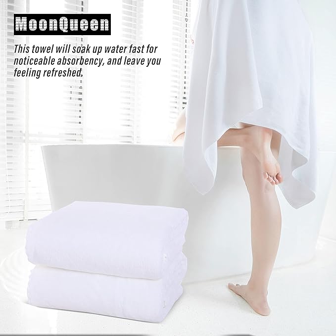 MOONQUEEN 6 Pack Premium Bath Towel Set - Quick Drying - Microfiber Coral Velvet Highly Absorbent Towels - Multipurpose Use as Bath Fitness, Bathroom, Shower, Sports, Yoga Towel (White)