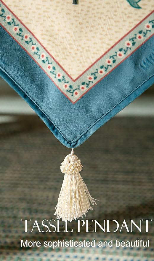 patdrea Designer French Elegant Wild Flowers Velvet Table Runner 87 Inch Long, Beige Pink Floral Pattern Table Mat, Decoration for Kitchen Dining Coffee Table Cabinet Banquet Thanksgiving,12"*87"