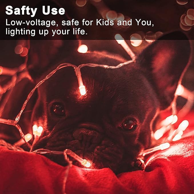 JMEXSUSS Red Halloween Lights Battery Operated, 33ft 100 LED Halloween Lights Indoor Outdoor with Remote, Red String Light for Tree Yard House Patio Decor