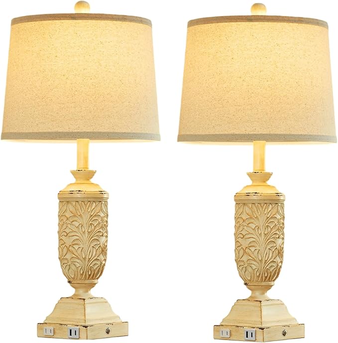 26.5" Farmhouse Table Lamp Set of 2, 3-Way Dimmable Touch Control Bedside Lamps Vintage Rustic Side Table Nightstand Lamps for Bedroom Living Room Study Room