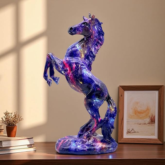 FUNSXBUG Colorful Art Horse Statue Figurines Ornament Sculpture Collectibles Home Office Living Room Desktop Display Tabletop Decoration Resin
