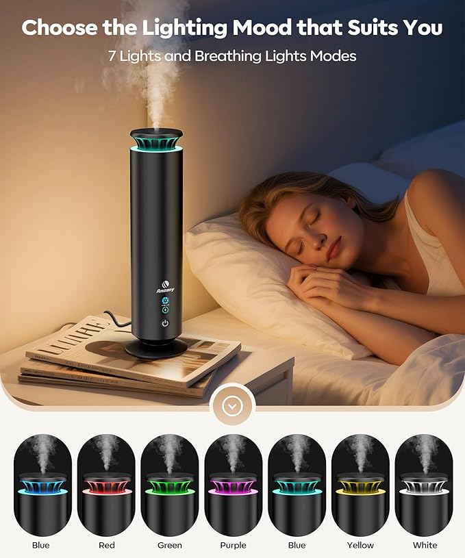 Waterless Scent Diffuser Kit,Scent Diffuser with 7 Lights and Breathing Lights Modes,Max Coverage 2000 sq.ft.Home,Offices,Hotels and Spas Aromatherapy Diffuser Included 5 Scent Oils Remote Control