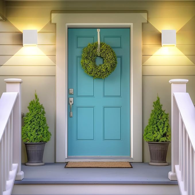 White Wall Sconces Set of Two,3 Color Temperatures Hardwired Up and Down Outdoor Lights,15W Indoor Wall Sconce,4.33 Inch Exterior/Interior Wall Lights for Living Room Bedroom Hallway Porch Yard 2 Pack