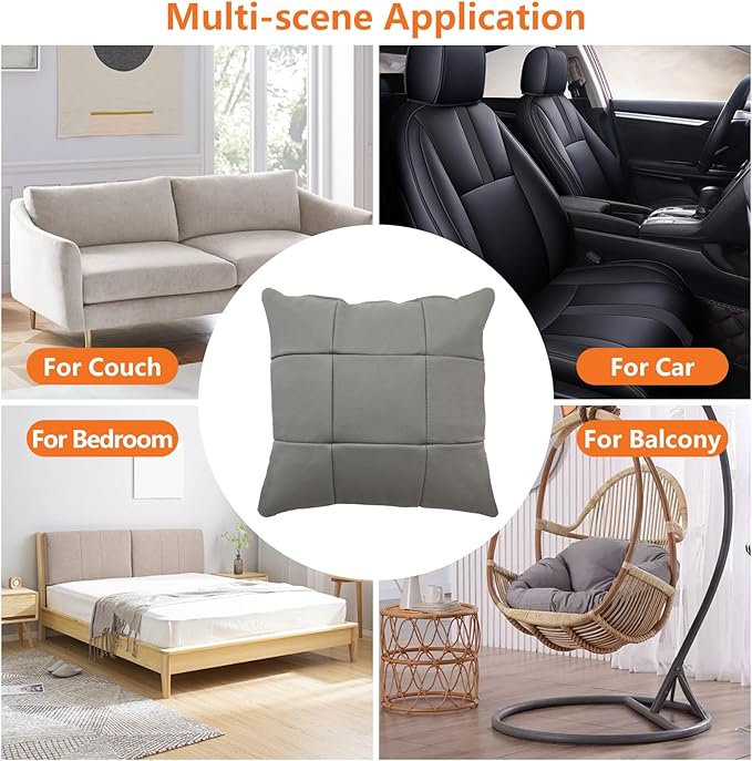 Kidol & Shellder Genuine Leather Throw Pillow Cover 18x18 Modern Solid Lumbar Pillow Covers-Luxury Pillowcases for Couch Sofa Bed-Soft Durable Decorative Cushion Case with Hidden Zipper(Grey)