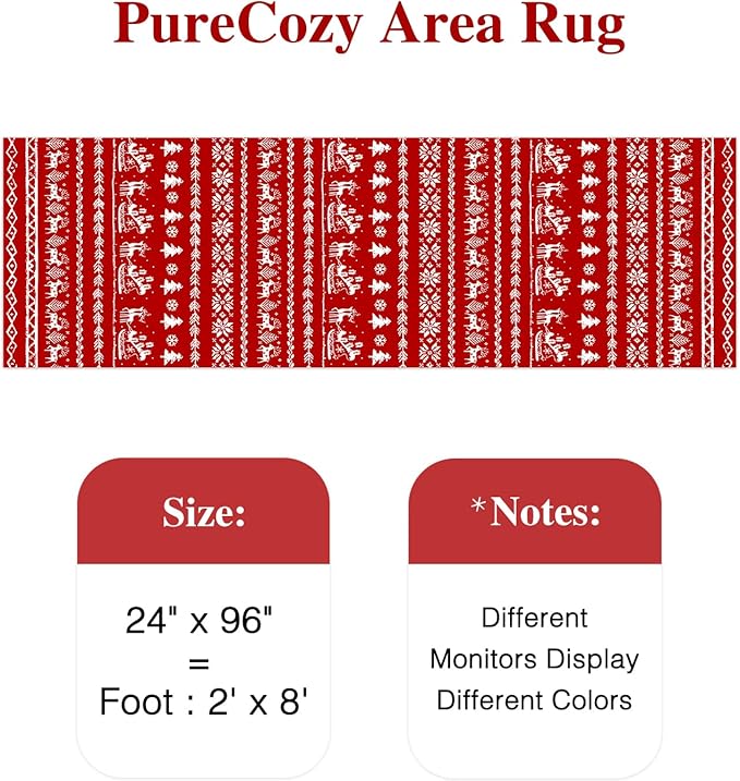 Christmas Runner Rug 2x8 Red Xmas Snowflake Washable Carpet Holiday Decor Kitchen Non Slip Soft Low Pile Long Carpet Throw Rug Laundry Room Living Room Bedroom Dining Room