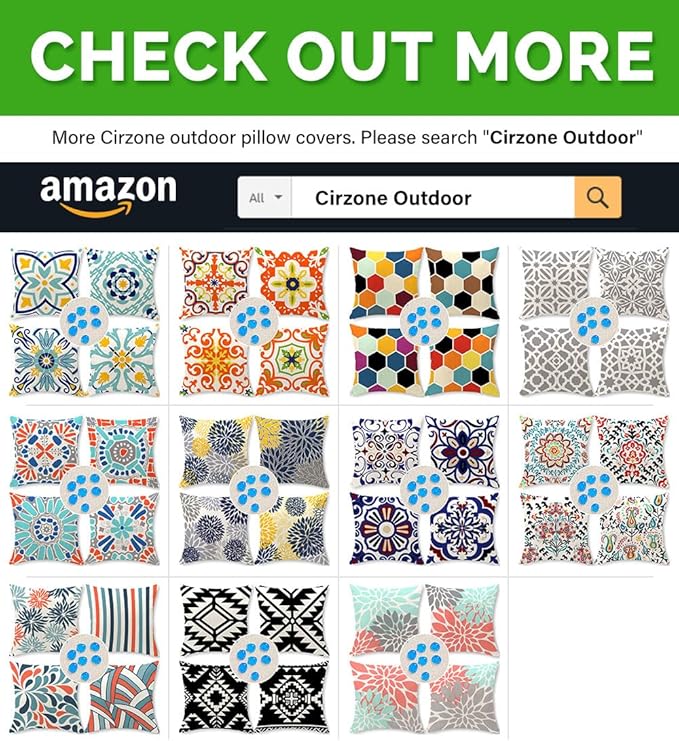 Cirzone Outdoor Pillow Covers 18x18 Set of 4 Morden Flower Patterns Waterproof Throw Outdoor Pillows Boho Decorations for Funiture Patio Garden Home