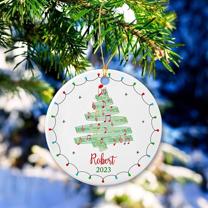 Music Teacher Christmas Ornaments, Musical Lover Ceramic Ornament, Personalized Music Note Decorations, Customized Musician Name Ornament Keepsake Gifts, Orchestra Ornaments, Musician Xmas Gifts