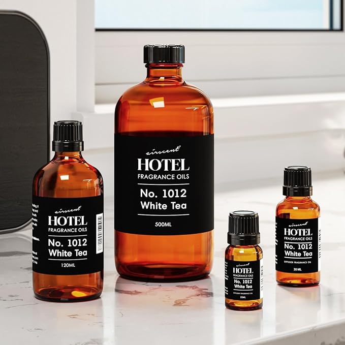 AirScent Hotel Diffuser Oil No. 1012 Inspired by The White Tea Hotel Scent - Premium Fragrance Oil for Ultrasonic and Waterless Diffusers and Crafting - 120 mL, 4 fl oz Bottle