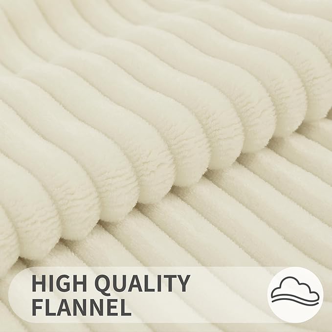Simmore Decorative Fall Throw Pillow Covers 22x22 Set of 2, Soft Natural Plush Flannel Double-Sided Fluffy Couch Pillow Covers for Sofa Living Room, Beige