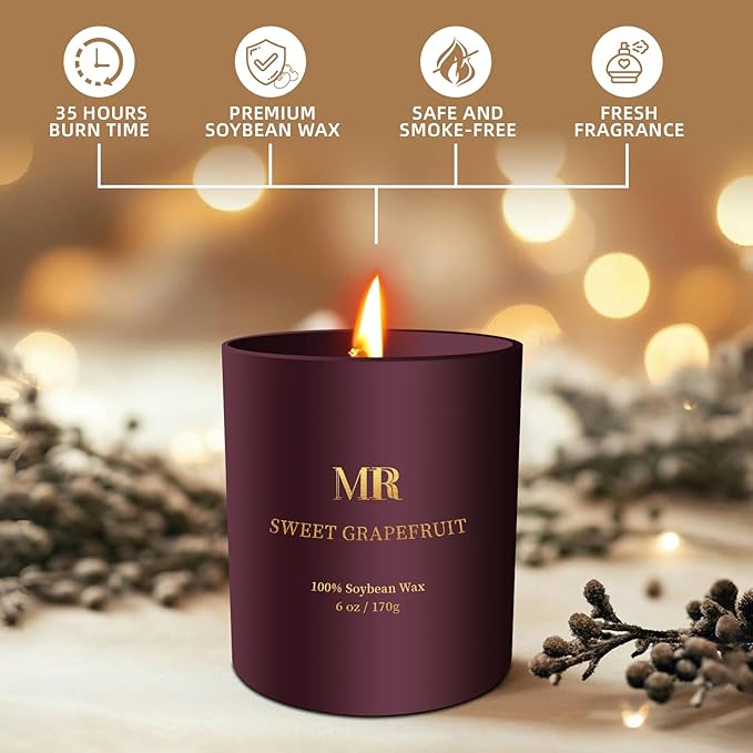 Scented Candles Gifts for Women - Sweet Grapefruit Aromatherapy Candle, Soy Candles for Home Scented, Birthday Valentines Day Mother's Day Gifts Candle for Mom, Wife, Sister, Friends