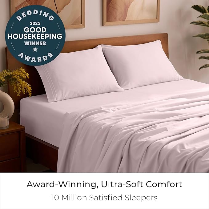 Mellanni Queen Sheets Set - 4 PC Iconic Collection Bedding - Hotel Luxury, Extra Soft, Cooling Bed Sheets - Wrinkle, Fade, Stain Resistant (Queen, Blush Pink)