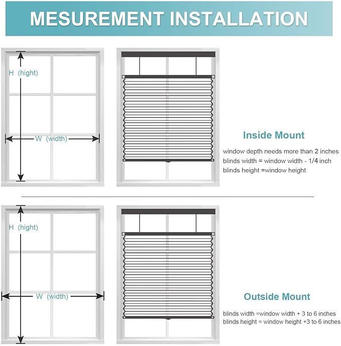 MYshade Top Down Bottom Up(TDBU) Cellular Shades, 1.5 inch Cordless Blackout Honeycomb Pleated Blinds for Windows Home Bedroom Office, Light Control, Thermal Insulated, 24 "W x 64" H, Grey