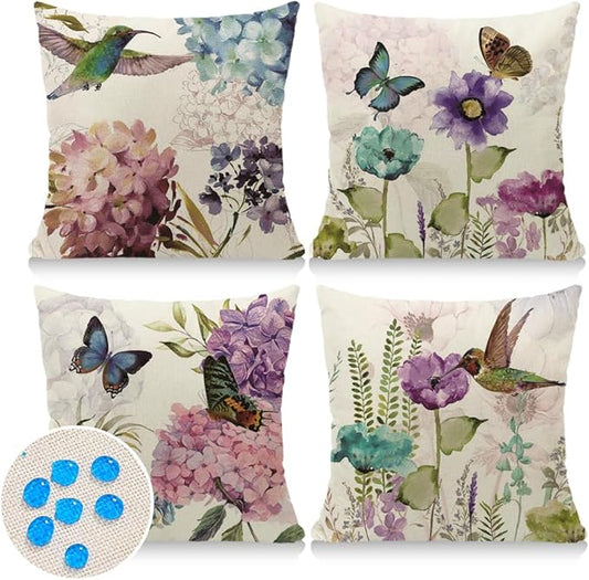 Cirzone Waterproof Outdoor Pillow Covers 18x18 Inch Set of 4 Summer Spring Floral Throw Pillow Covers Spring Outdoor Decor for Patio Furniture Garden Sofa