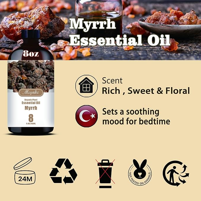 Myrrh Fragrance Oil-Myrrh Essential Oil 8.33oz (250ml)-100% Pure Natural Scent for Diffusers, Candles, Soap Making & Aromatherapy-Relaxing Home & Gift Essential Oil for Bath, Massage