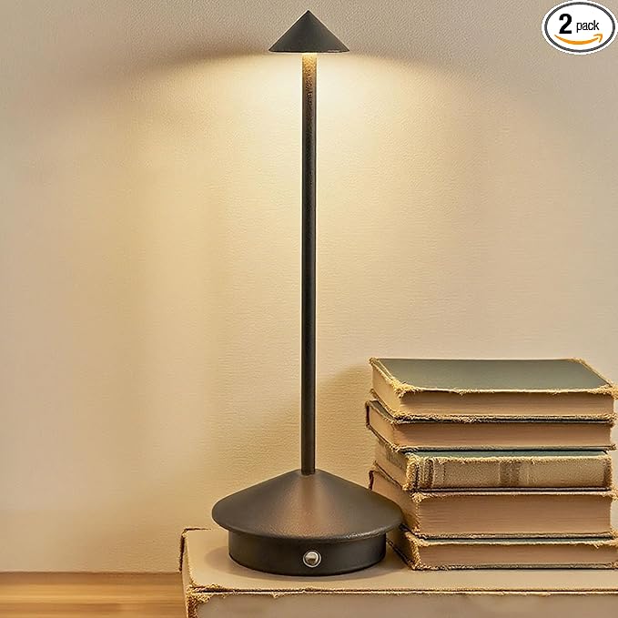 Cordless LED Table Lamp, Rechargeable 5200mAH Battery Operated Lamp for Decor, 3 Color Stepless Dimming Desk Lamps, for Restaurant, Bedroom, Outdoor Camping, Coffee Shop, Night Light