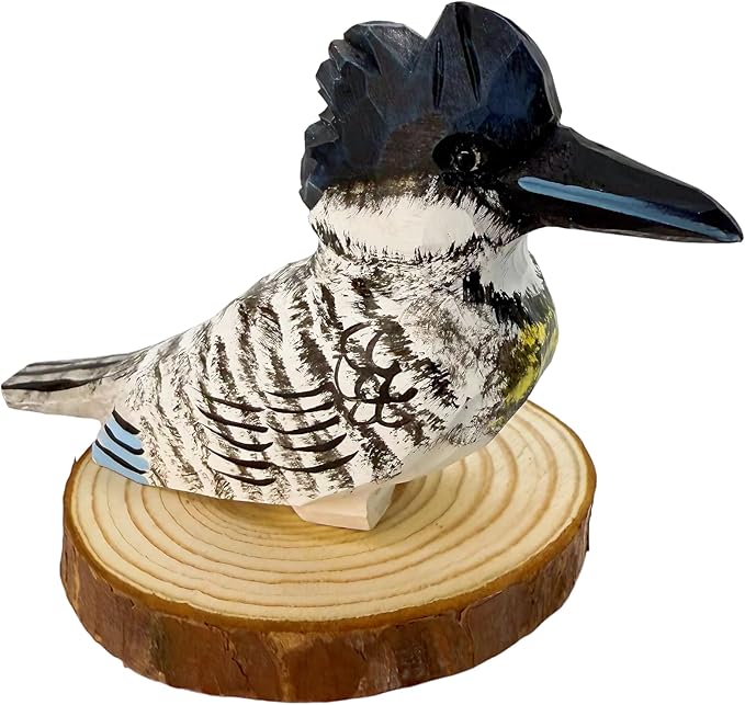 Wooden Bird Figurines Funny Desk Accessories Hand Carved Wood Decorative Small Birds Animal Miniature Statues Ornament for Home Room Decor (Black Beak)