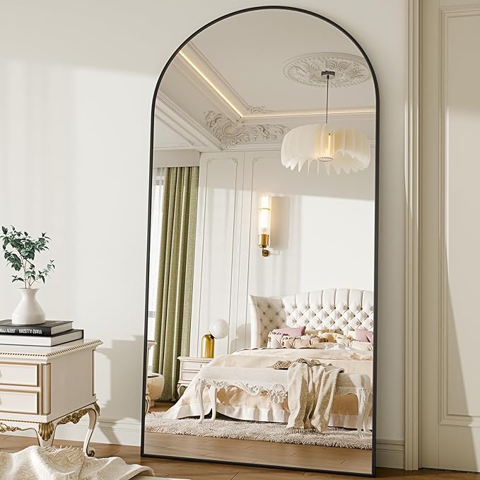 SUNQUEEN 81"x41" Floor Mirror Full Length, Oversized Arched Full Length Mirror with Stand, Full Body Mirrors for Bedroom Living Room or Cloakroom Black