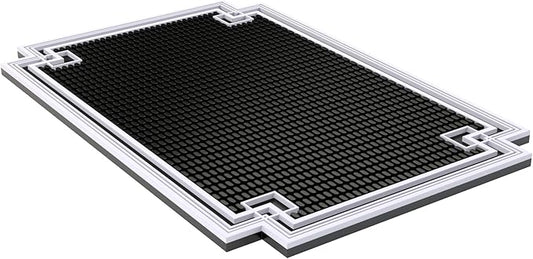 Highball & Chaser Premium Diamond Bar Mat 18in x 12in 1cm Thick Durable and Stylish Service Bar Mat for Spills, Coffee, Bars, Restaurants, Counter Top Dish Drying Mat, Glass Drying Mat, Black
