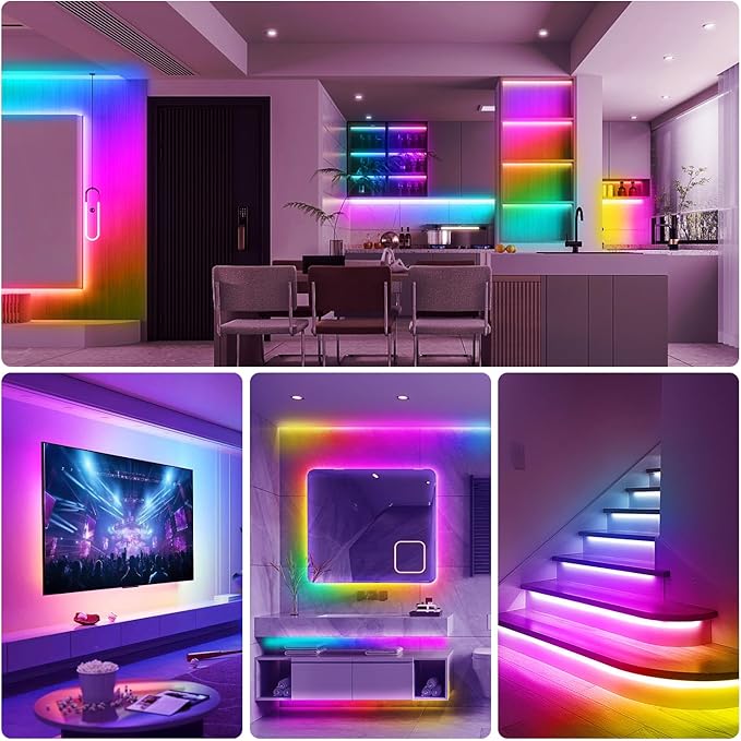 DAYBETTER BGRIC LED Lights for Bedroom, 16.4FT RGB LED Lights with Bluetooth APP & Remote Control 24V 5050 Color Changing LED Strip Lights Music Sync for Room Home Party Wall Indoor Decor