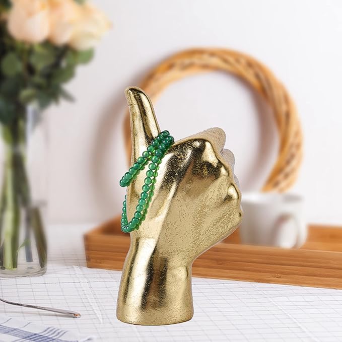 Gold Decor “Good Job” “Thumb Up” ASL Hand Sign, Classic Gesture Hand Sculpture for Christmas New Year Birthday 8.46 inch Polyresin Figurine