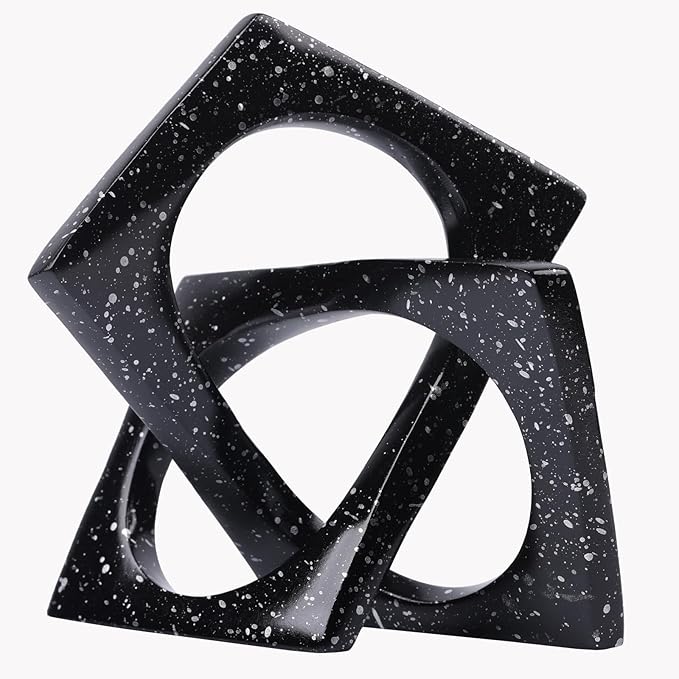 DOVDOV Black Home Room Decor, Geometric Knot Figurines, Unique Home Decor, Modern Decorations for Shelf Mantle Coffee Table tv Stand Console trinkets.