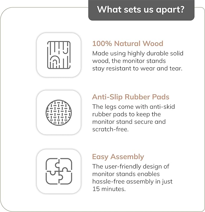 Anji Mountain Monitor Stand - Desktop Organizer & Laptop Riser, Ergonomic Monitor Riser, Space-Saving Monitor Stand for Desk, Durable Construction, Easy Assembly, Ideal for Home & Office,Biscotti