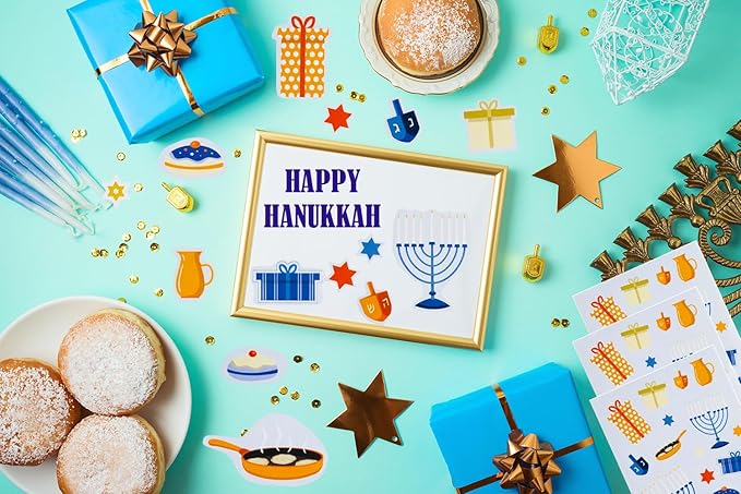 The Dreidel Company Hanukkah Stickers Sticker Pieces, Great for Arts and Crafts, Hanukkah Decoration, Party Favors, 270-Stickers (Style 5)