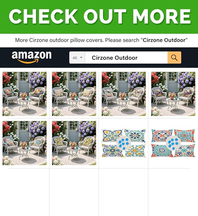 Cirzone Waterproof Outdoor Pillow Covers 18x18 Inch Set of 2 Summer Spring Floral Throw Pillow Covers Spring Outdoor Decor for Patio Furniture Garden Sofa