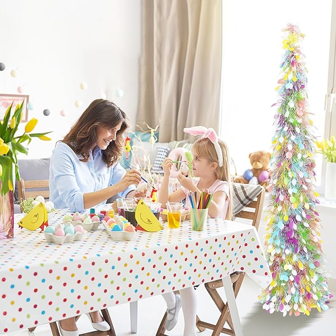 Christmas Pencil Tree Decorations with Eggs for Home Party Holiday, 5ft Artificial Pop Up Pencil Tree Decorations Spring Easter Flower Tabletop Decor